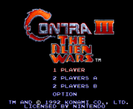 contra iii SNES title screen